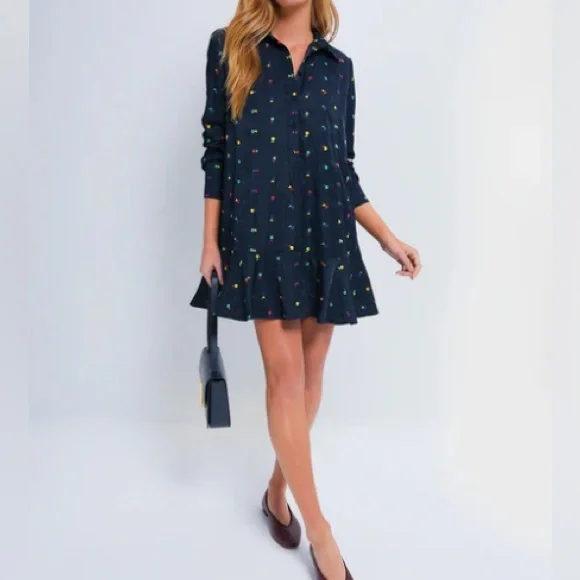 Tuckernuck Navy Embroidered Callahan Shirt Dress - Picture 8 of 8